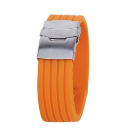 Gleader Orange Rubber Watch Strap Band Deployment Buckle Waterproof 22mm