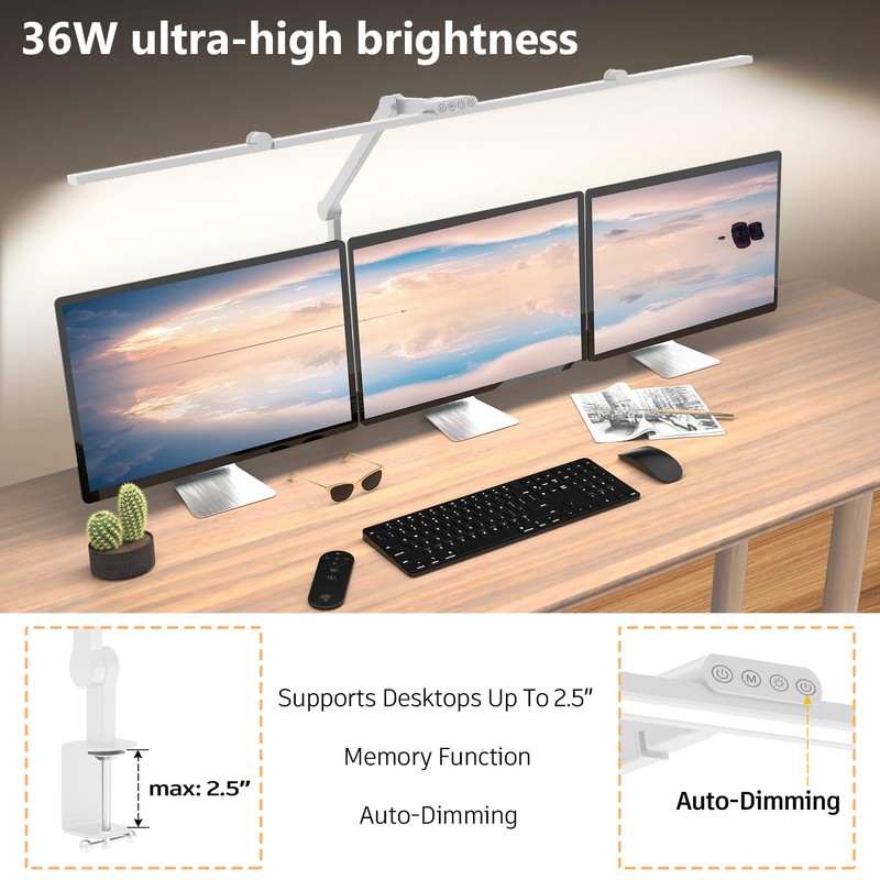 EPABINA 36W Ultra Bright Architect Desk Lamp with Clamp, Tall