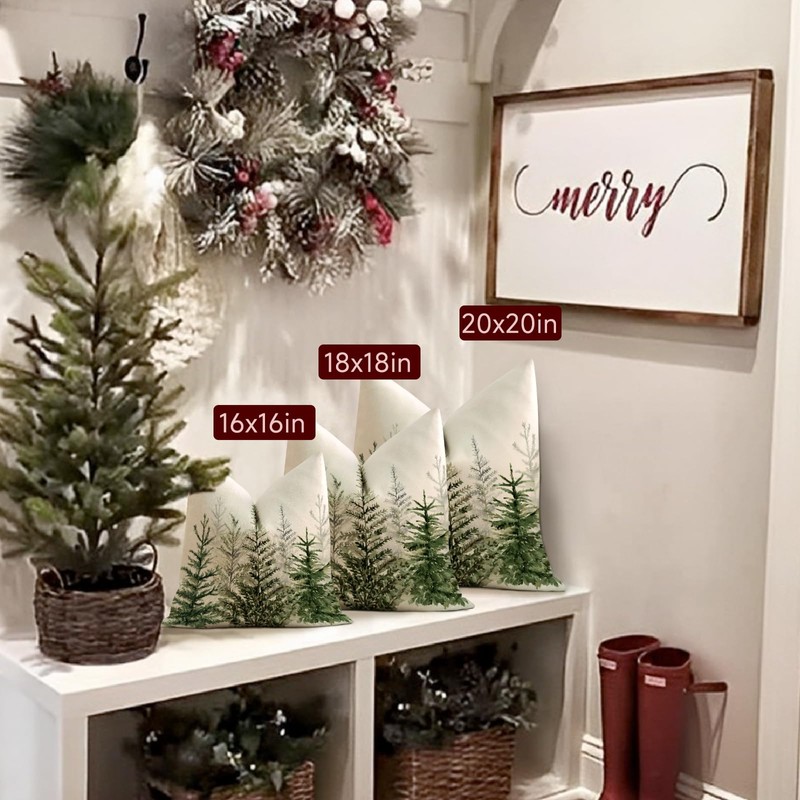 ZWJD Christmas Linen Cushion Covers 2-Pack 50x50cm - Home Decor