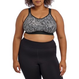 GODDESS Women's Plus Size Non Wired Comfort Sports Bra, Black Snake, 36K