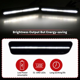 Nrgedzam 2PCS Rear LED Side Marker Light Replacement Compatible with 2005-2009 Ford Mustang GT LED Rear Side Bumper Marker Lamp Smoked Lens Rear Bumper Fender Side Marker Reflectors Lights