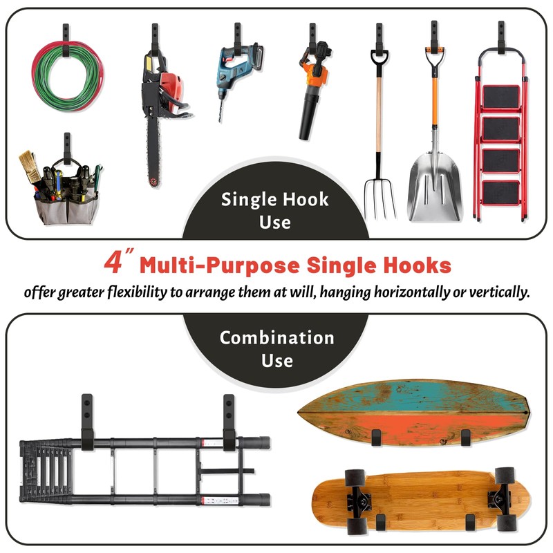 SunVFaFa Garage Hooks 4 Inch, 6 Pack Heavy Duty Wall