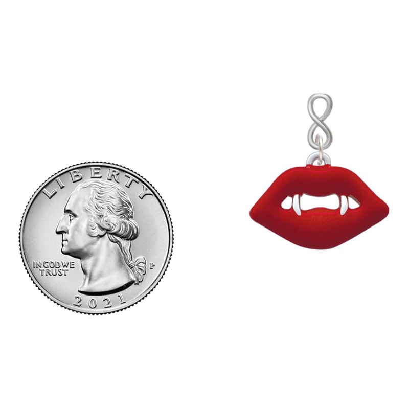 Delight Jewelry Silvertone Red Enamel Vampire Lips Silvertone Infinity Post