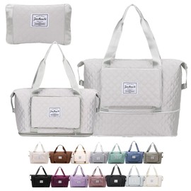 MRG Boston Bag, Travel Bag, Large Capacity, Carry-on Bag, Folding Travel Bag, Tote Bag, 2-Way, Lightweight, Compact, Waterproof, Adjustable Size, Gray (quilted type)