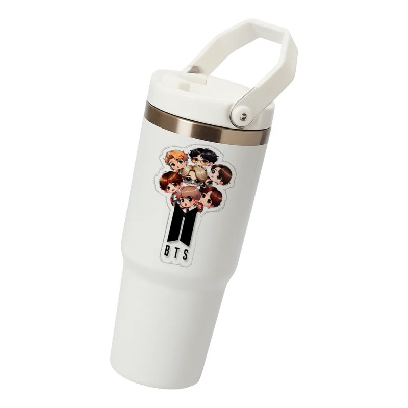 Termo Alto Acero Inoxidable Bts Integrantes Animado Kpop Blanco