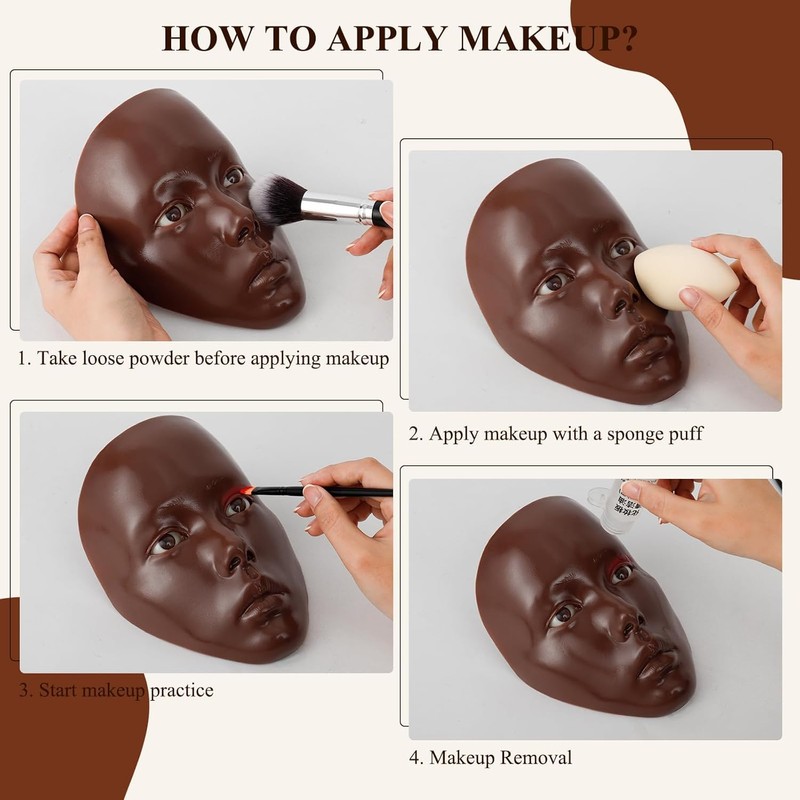 Makeup Practice Face Board Set, 5D Silicone Full Face Painting