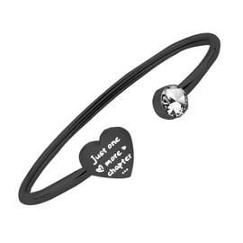 PLITI Bookworm Gift Just One More Chapter Open Cuff Bangle Book Lover Reader Librarian Teacher Jewelry Gift (Chapter Br black)