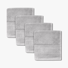 1888 Mills 725 GSM Premium 100% Cotton Washcloths – Pack of 4 Luxury Washcloth Set, Highly Absorbent & Quick-Dry – Plush, Luxurious Feel for Face, Bath, and Spa – Durable & Long-Lasting, Grey
