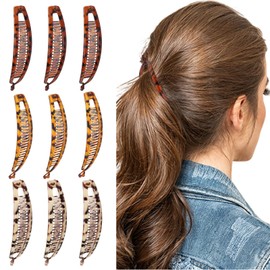 9Pcs Banana Clip Classic Retro 80’s Style Hair Comb Durable & No Crease Bannana Clips for Styling, Thick to Thin Hair, Tortoise