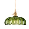 Shenmoyl Pendant Light with Green Scindapsus Glass Lmapshade, Brass Vintage