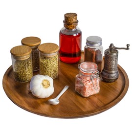 TB Home Acacia Wood Lazy Susan Organizer Kitchen Turntable for Cabinet, Table, Pantry or Countertop