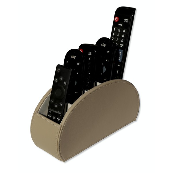 OSCO Light Taupe Faux Leather Remote Organiser | 5 Compartments