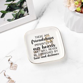Homlouue Friendship Gifts for Women, Best Friend Christmas Gift, Friend Gifts, Long Distance Relationship Gifts, Friend Ring Dish, Ceramic Jewelry Tray, There Are Friendships Imprinted in Our Hearts