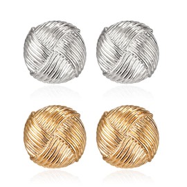 EVER FAITH 2 Pairs Clip Earrings Drop Earrings Set Knot Earring Chunky Twist Knot Clip On Without Pierced Ears 14K Gold Plated, Sterling Silver