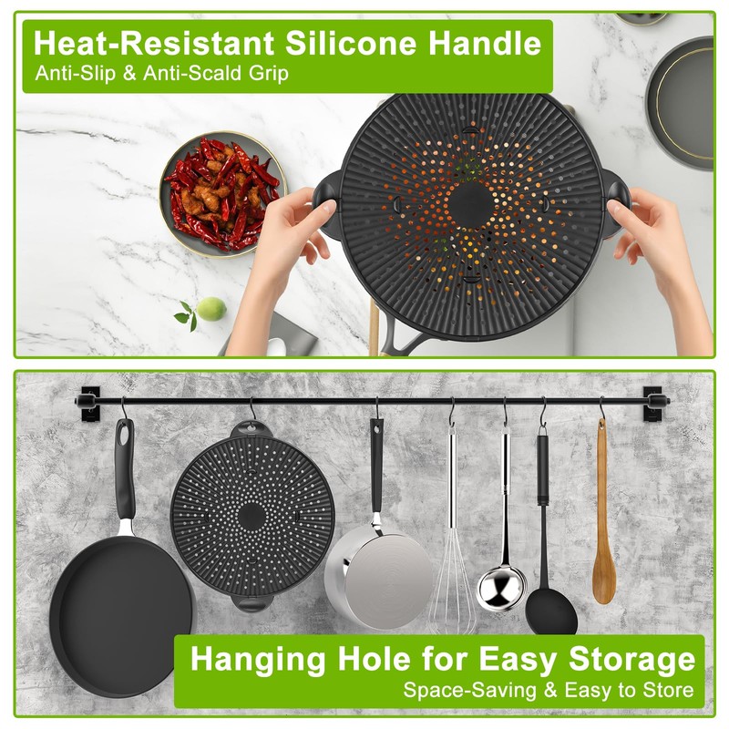 Silicone Splatter Screen for Frying Pan - 11 Inch Heat-Resistant