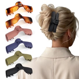 Thick Hair Claw Clips for Long Hair Large Hold Everything Claw Clip Flat Hair Clips for Women Wavy and Curly Strong Clip.6 PCS