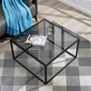 SAYGOER Glass Coffee Table, Small Modern Coffee Table Square Simple