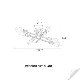 ZGLAOJT 6-Lights Semi Flush Mount Ceiling Light Fixture，Black Industrial Chandelier，Farmhouse Lighting for Dining Room Living Room Kitchen Bedroom