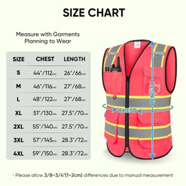 TICONN Reflective Safety Vest High Visibility Class II Polyester Vest for Women & Men Meets ANSI Standards (Pink, S)