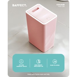 Baffect Small Trash Can with Lid Waste Basket Bathroom Garbage Can Dorm Room Essentials for Bedroom, Office, College-2.1 Gallon (Pink)
