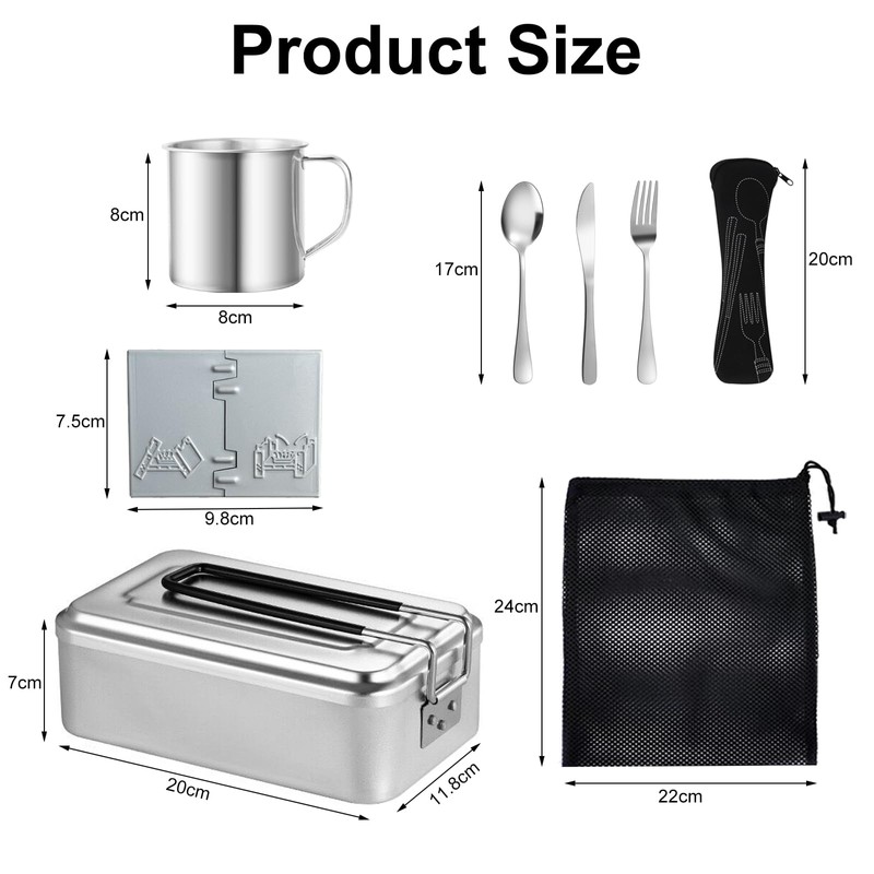 Lafuntar Camping Mess Tin, 8-Piece Mess Tins for Camping, Features