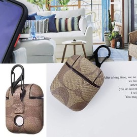 SMAIGE Case for Airpods 1&2 Case,Luxury Stylish PU Leather Airpods Case with Carabiner Anti-Slip Scratch Resistant Drop Proof Full Cover Case for Airpods Accessories Gifts for Women Girls