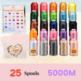 New brothread Multiple Assorted Colors of Huge Spool 5000M 100% Polyester Embroidery Machine Thread Set for Commercial and Domestic Embroidery Machines Embroideryart Small Business Crafts New brothread - Embroidery Thread Set Embroidery gift ideas for Br