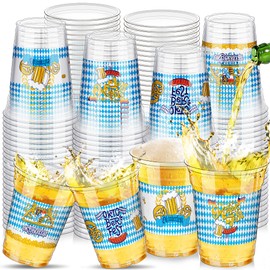 Kochorie 16 oz Plastic Oktoberfest Cups 120 Pcs Oktoberfest Party Supplies Clear Cups Plastic Drinking Cup German Beer Festival Cups Beverage Drinking Cups for Oktoberfest Party Favors Home Supplies