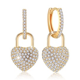 Flor Pendientes de Aro Para Las Mujeres, 18k Chapado en Oro Pequeños Pendientes de aro, oro de Moda Pendientes de aro Hipoalergénico Studs con circonio cúbico