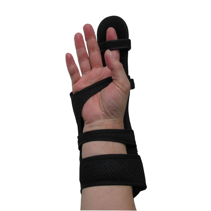 ABS Finger Support Right Hand Bowling Resty Gloves (M, Black/Black)