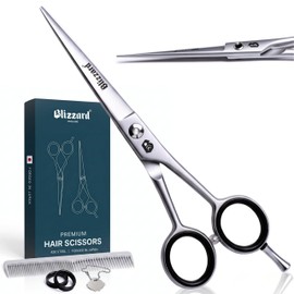 Blizzard Professional Hairdressing Scissors - Japanese 420 Steel Micro-Serrated Hair Scissors for Men & Women - 16cm Razor Sharp Hair Cutting Scissors for Barbers & Salon Use - Barber Set with Comb