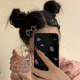 50 Pcs Star Hair Clips, BetterJonny 2000s Y2K Silver Hair Accessories Silver Hair Barrettes Non-Slip Metal Star Snap Hair Pins for Girls Women