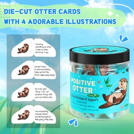JULEASEL Positive Otter Cards Jar – 60 Cute Positive Affirmations Cards