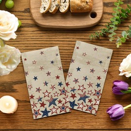 Horaldaily 100PCS 4th of July Disposable Paper Decorative Guest Napkins, Patriotic Americana Stars Independence Day Memorial Day Hand Towel for Party Lunch Dinner Kitchen Bathroom