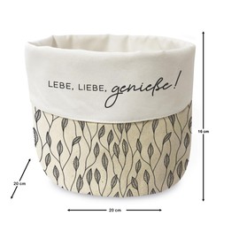 Grafik-Werkstatt Fabric basket made of 100% cotton, bread basket, Utensilo, live, love, enjoy