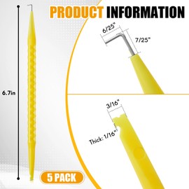 Daifunli 5 Pcs Probe Pick Spudger Tools Bulk Nylon with L-Shaped Wire Hook 7" Length for Telecom Data Communication and Alarm Installers (Yellow)