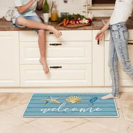 Mingnei Nautical Rubber Waterproof Outdoor Door Mat, Beach Door Mats Outdoor,Beach Rug,Coastal Beach Kitchen Home Doormat,Nautical Coastal Floor Beach House Front Entryway Rug 30x17 Welcome Door Mats