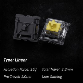 Gateron KS-15 Optical Switches for MX Mechanical Gaming Keyboard | 35g Force | Linear | Clear Top RGB Switches for Backlit Keyboard | (65 PCS, Yellow)