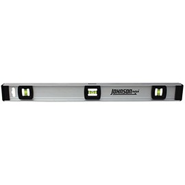 Johnson Level & Tool ‎1300-2400 Aluminum Level with Ruler, Easy Readability, Shock Absorbent, Silver, 24", 1 Level