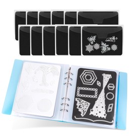 UNIMEIX 24 Pcs Magnetic Sheets for Die Storage with Blue Binder Cover and 12 Pcs Seal Bags, Stamp and Die Storage Pockets Storage for Card Making Supplies(0.8 mm Thickness)