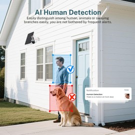 1080p Wireless Security Camera with Solar Panel, 2.4GHz Wi-Fi, Color Night Vision, Home Security System, PIR Motion Detection, 2-Way Talk, Outdoor Surveillance Bullet Cam (2 Pack)