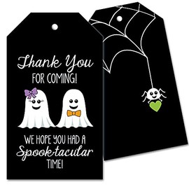 25 Ghost Thank You Favor Tags - Purple and Orange