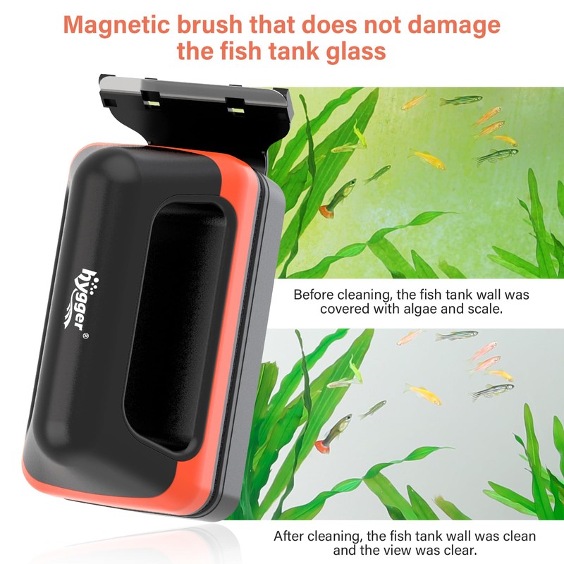 hygger Fish Tank Magnetic Glass Cleaner Two Detachable Algae Scraper