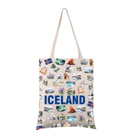 Zuo Bao Iceland Canvas Tote Bag Iceland Travel Gift Icelandic Souvenir Pride Shopping Bag (ICELAND)