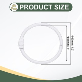 PATIKIL 48Pcs Loose Leaf Binder Rings, 1.2 Inch Metal Open Card Rings Heavy Duty Book Rings for Key Index Card Rings Paper Rings Office, White