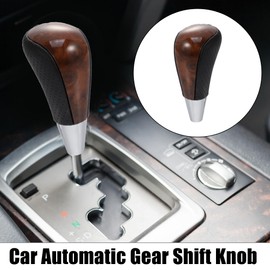 X AUTOHAUX Car Vehicle Automatic Gear Knob Replacement Wood Pattern Black Brown