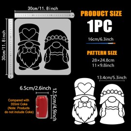 FINGERINSPIRE Painting Stencils for Wedding Gnomes with Brush 30 x 30 cm Plastic Drawing Stencil with Dwarf Silhouette Pattern Stencil for Wedding Couples Wedding Theme Template for Painting on Wood