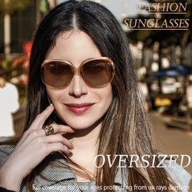 Joopin Oversized Sunglasses Women's Modern Polarised and Fashion Style Sunglasses Large Oversized UV400 Protection, B56-Black and Tan, Unit size