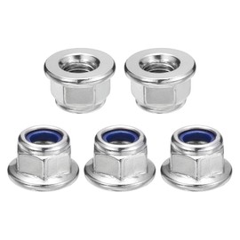 sourcing map M8x1.25mm Flange Nylon Insert Lock Nuts, 15Pcs 304 Stainless Steel Metric Hex Lock Nuts Self Locking Nuts for Industrial Construction Fasteners