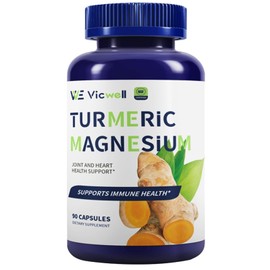 Vicwell Turmeric Curcumin with Magnesium - 95% Standardized Curcuminoids & Black Pepper Extract - High Absorption, Joint & Muscle & Immune Health Support - NSF Certified, Dairy Free - 90 Capsules